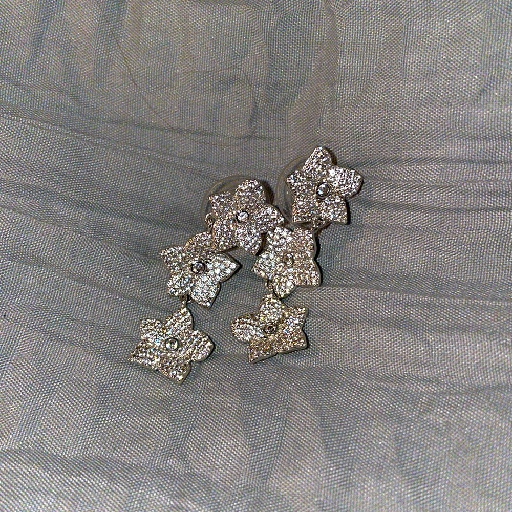 Euc Kate spade floral drop earrings with crystals silver